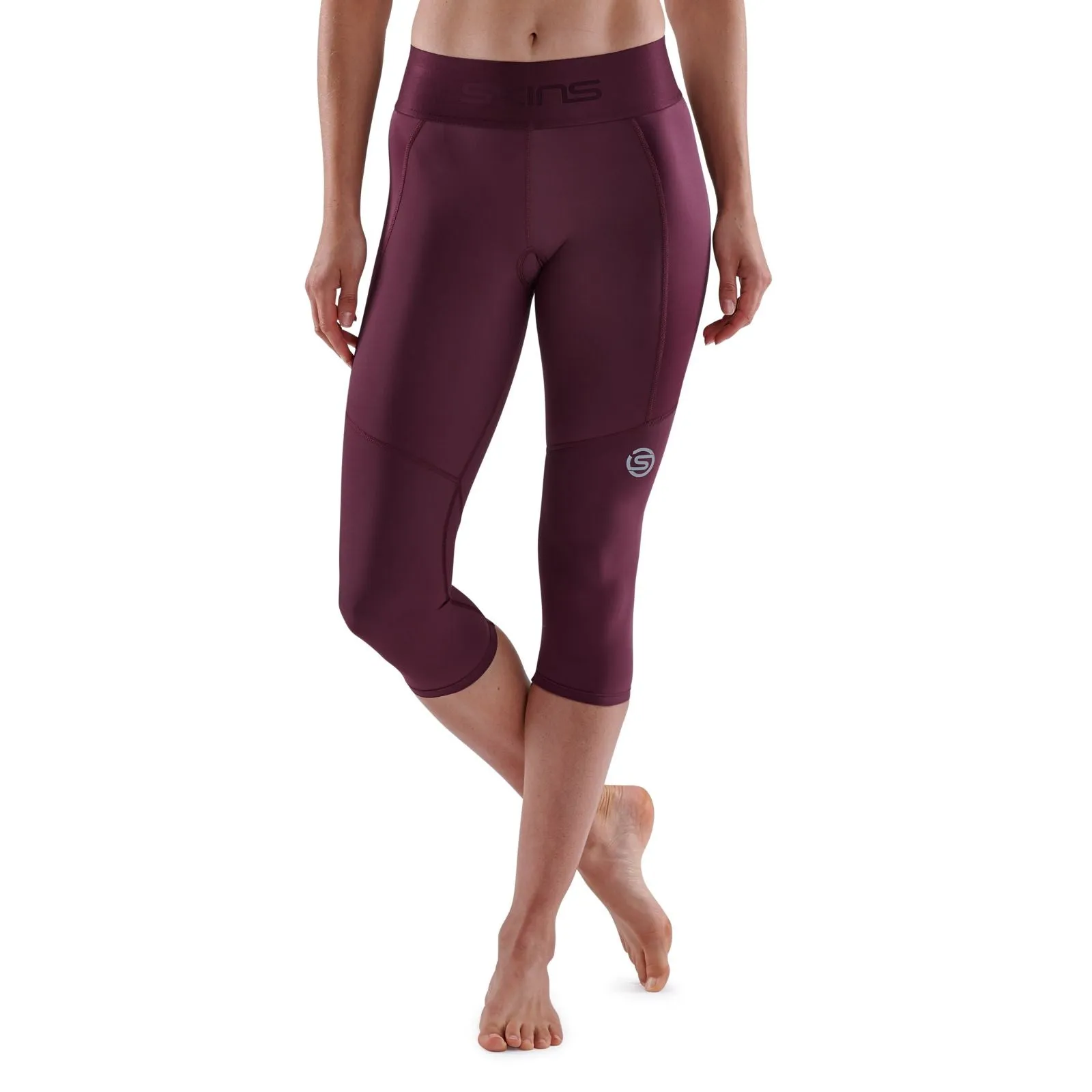 SKINS SERIES-3 WOMEN'S THERMAL 3/4 TIGHTS BURGUNDY