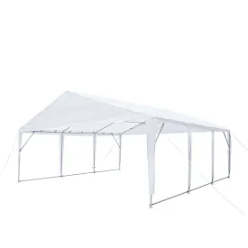 TMG Industrial 20’ x 20’ Heavy Duty Outdoor Party Tent, PE Tarpaulin Fabric, 6’6” Overhead, 10’ Peak Ceiling, TMG-PT2020A