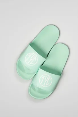 TYC Slides - Tiffany Blue & White