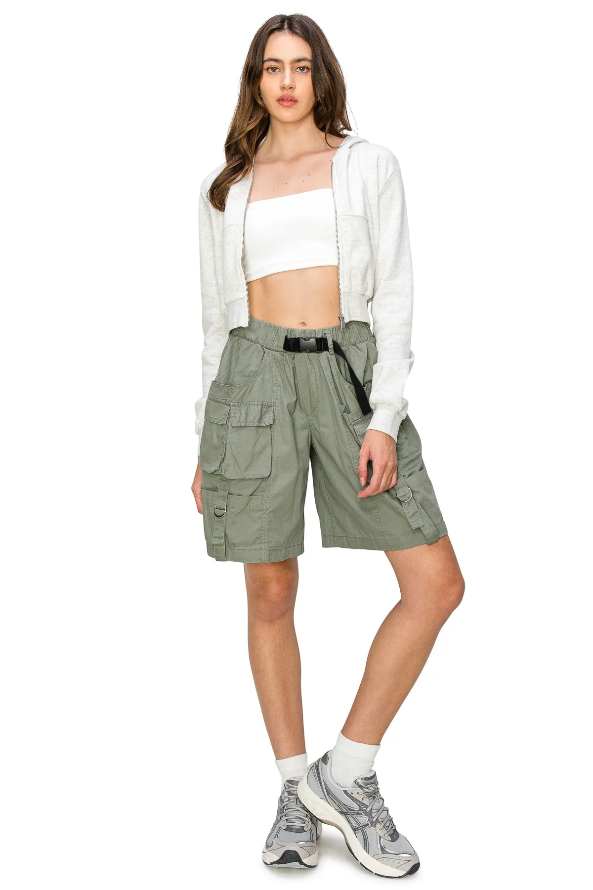 Utility Cargo Long Shorts - Olive