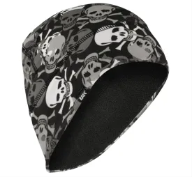 Zan All Over Black & White Skull Fleece Lined Beanie